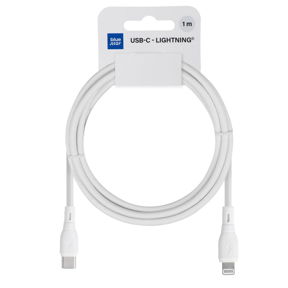 USB-C to Lightning Blue Star Eco Data and Charging Cable, 27W, 1m, White