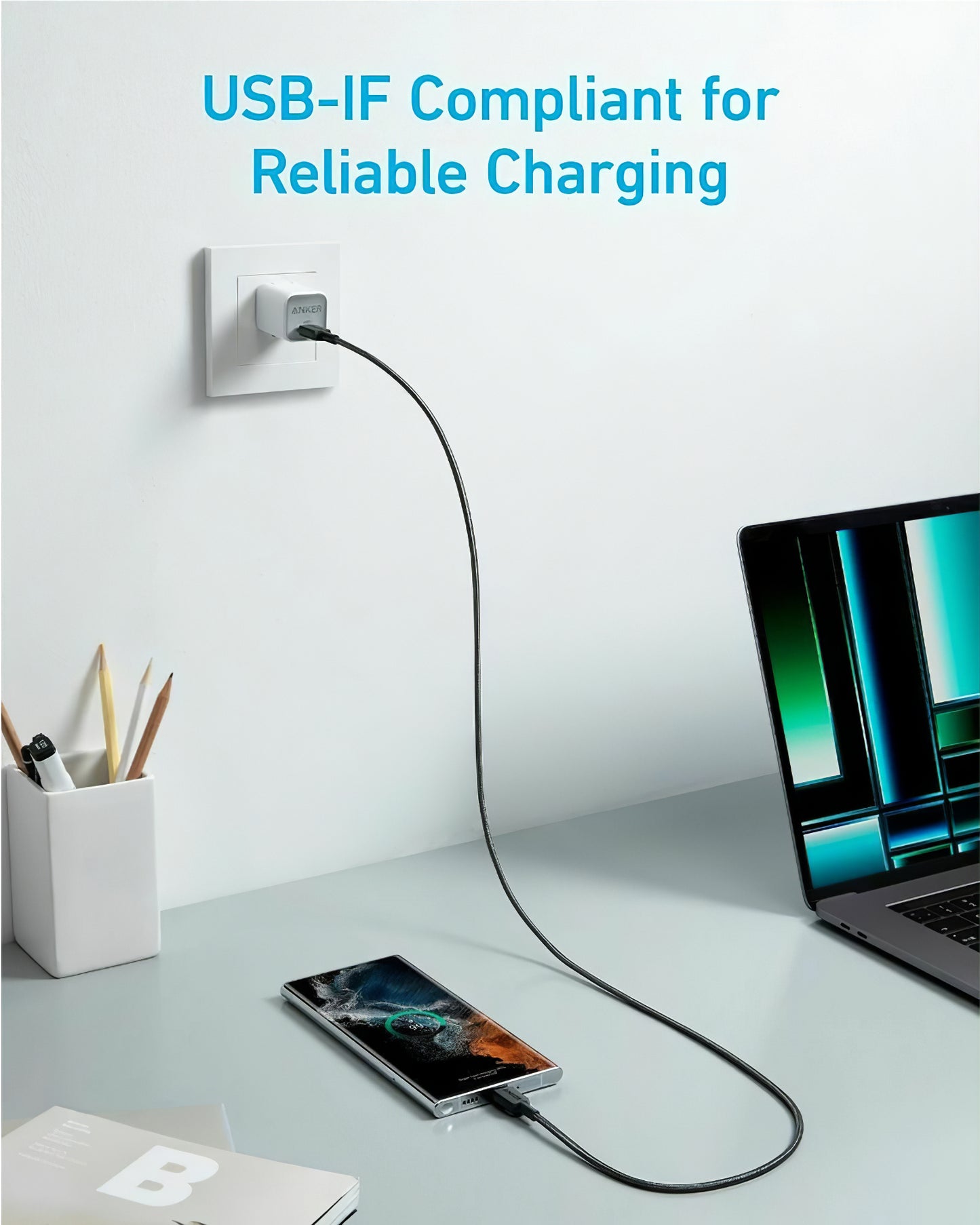 USB-C Data and Charging Cable - USB-C Anker 322, 60W, 0.9m, Black A81F5G11