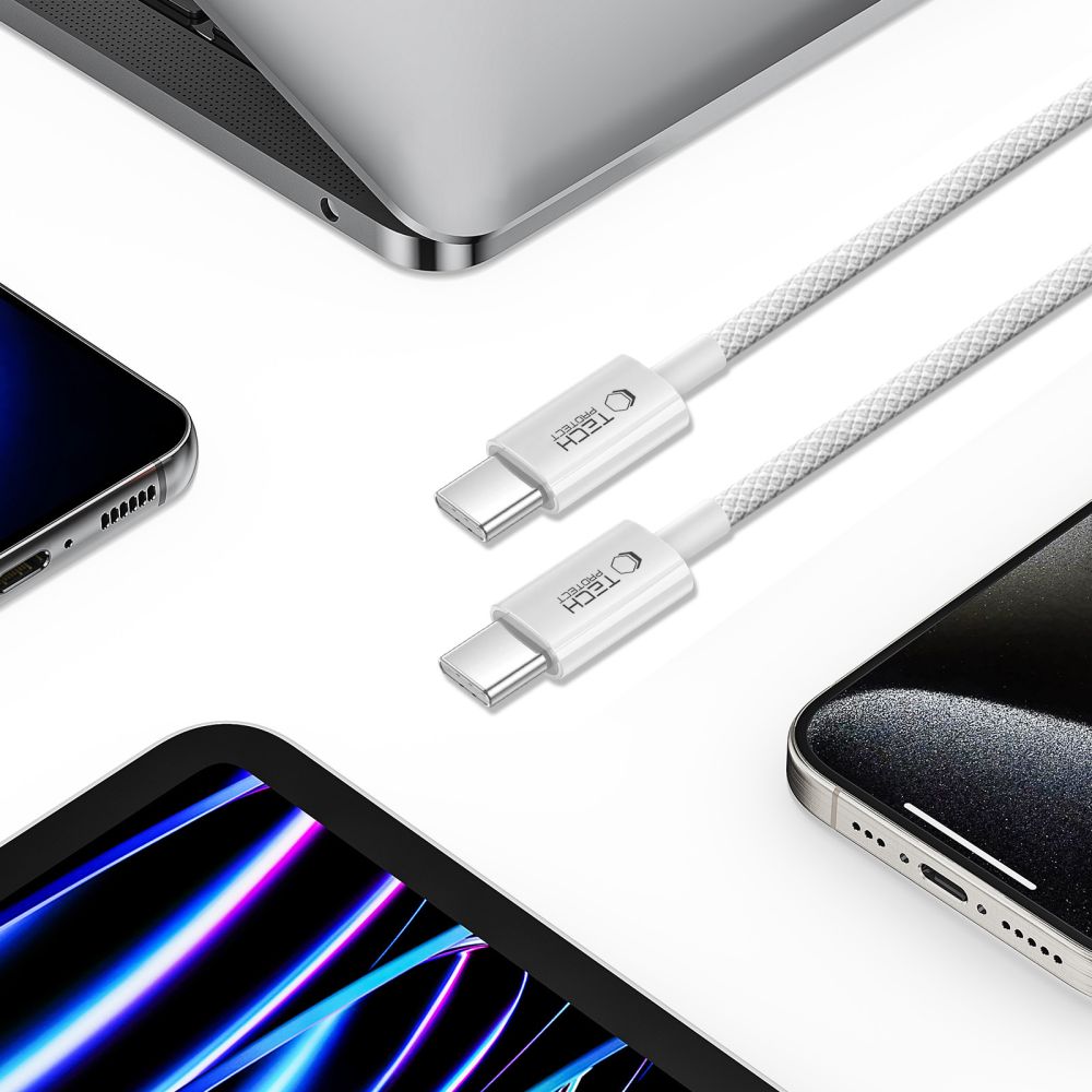 USB-C Data and Charging Cable - USB-C Tech-Protect Ultraboost Lite, 60W, 1m, Silver