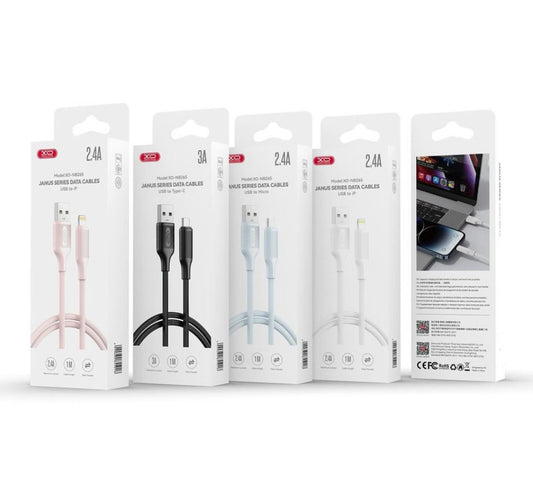 USB-A to USB-C Data and Charging Cable XO Design NB265, 18W, 1m, Pink
