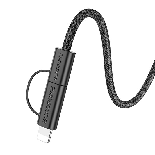 USB-C - Lightning / USB-C Borofone BX104 Primo 2in1 Data and Charging Cable, 60W, 1m, Black