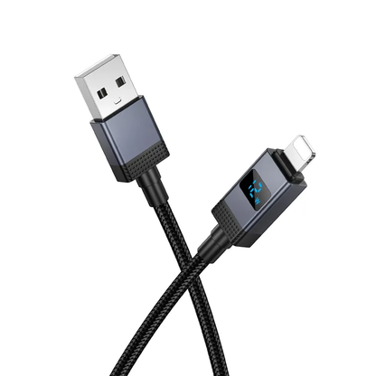 USB-A to Lightning Data and Charging Cable HOCO X118 Display, 12W, 1m, Black