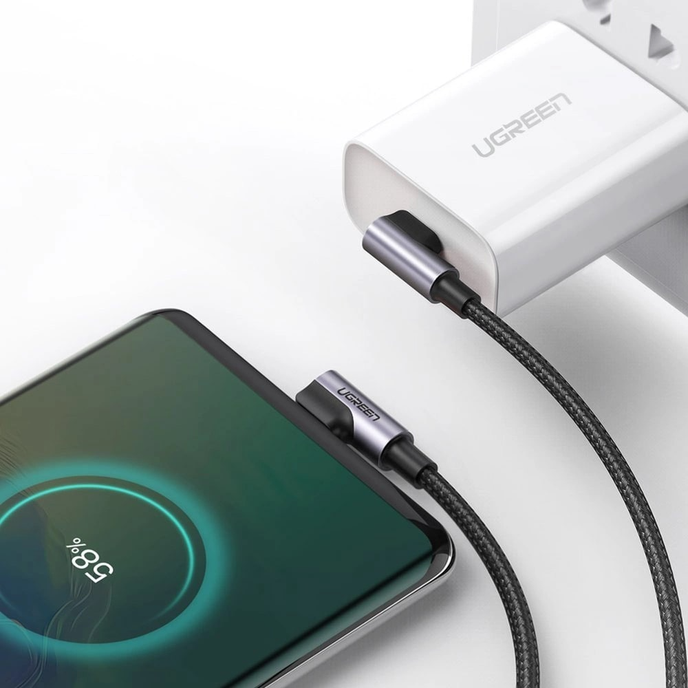 USB-C Data and Charging Cable - USB-C UGREEN US323 Angled, 60W, 2m, Black