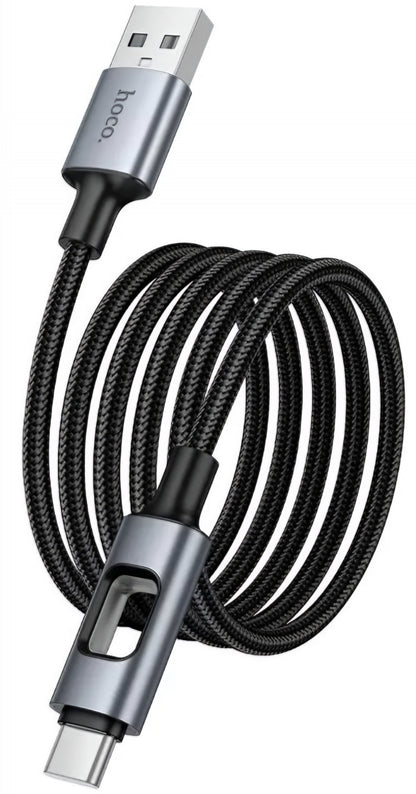 USB-A to USB-C Data and Charging Cable HOCO U144 Led, 18W, 1.2m, Black