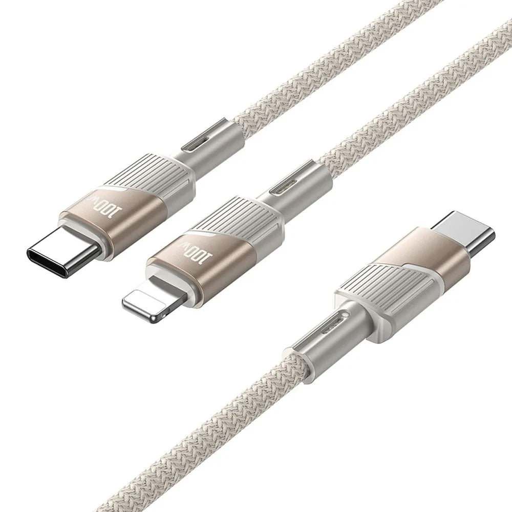 USB-C Data and Charging Cable - 2 x USB-C HOCO U139 2in1, 100W, 1.2m, Gold