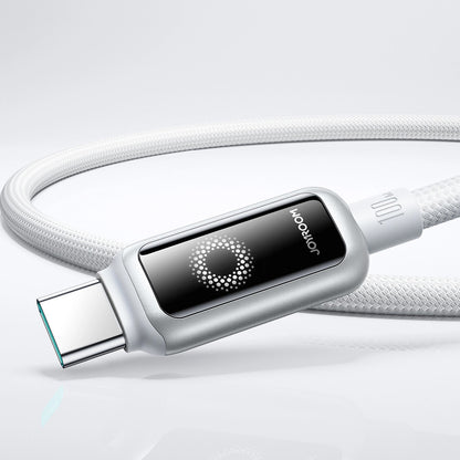 USB-C Data and Charging Cable - USB-C Joyroom S-A55 StarFlight Display, 100W, 1.2m, White