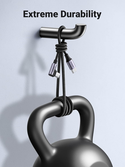 UGREEN US255 Angled USB-C to USB-C Data and Charging Cable, 60W, 3m, Gray