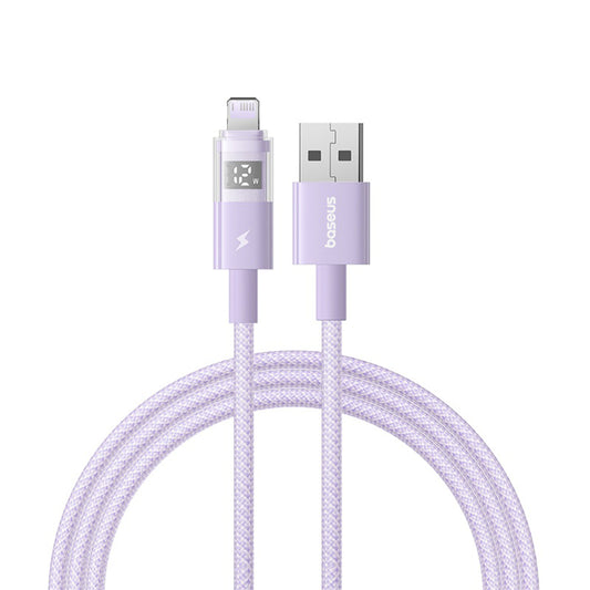 USB-A to Lightning Data and Charging Cable - Baseus Display 2, 12W, 2m, Purple P10382700511-01