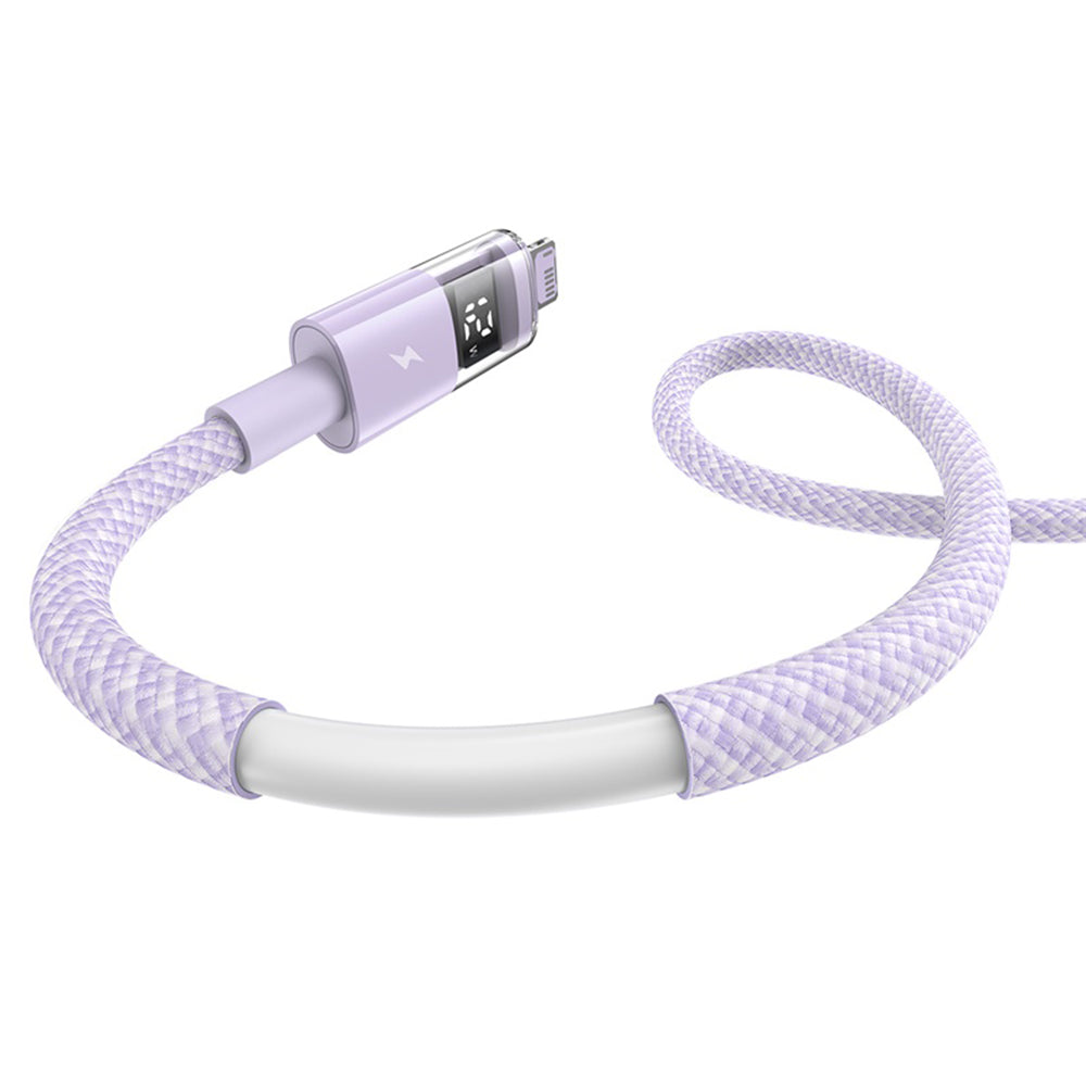 USB-A to Lightning Data and Charging Cable - Baseus Display 2, 12W, 2m, Purple P10382700511-01