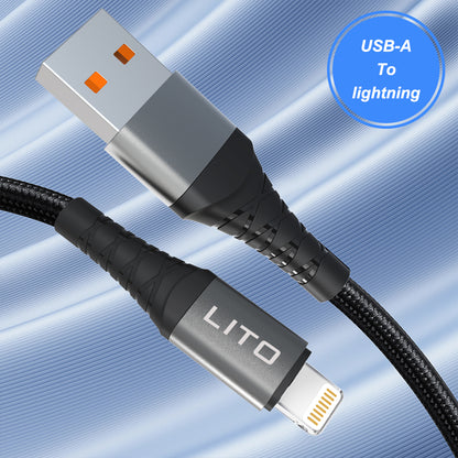 USB-A to Lightning Data and Charging Cable Lito LD08L, 18W, 1m, Black