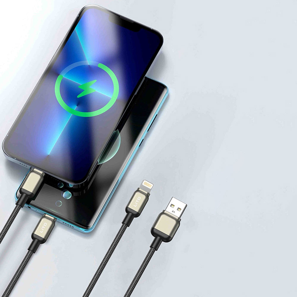 USB-A to Lightning Data and Charging Cable Lito LD17, 18W, 1m, Black