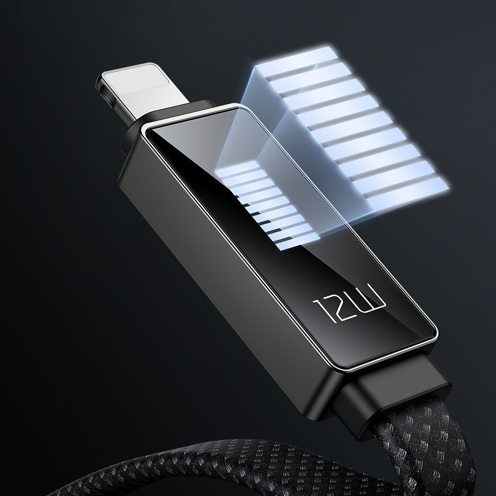 USB-A to Lightning McDodo CA-4970 Rythm Display Data and Charging Cable, 18W, 1.2m, Black