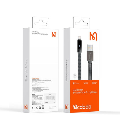 USB-A to Lightning McDodo CA-4970 Rythm Display Data and Charging Cable, 18W, 1.2m, Black