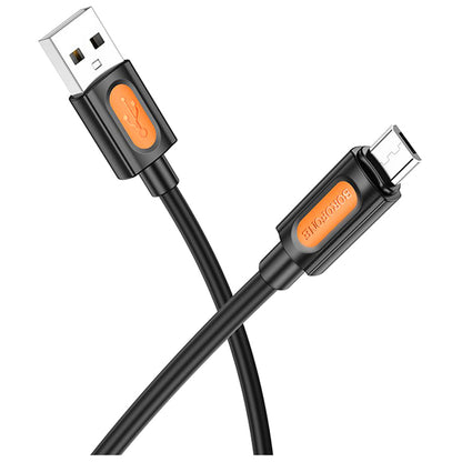 USB-A to microUSB Data and Charging Cable Borofone BX114 Silicone, 18W, 1m, Black