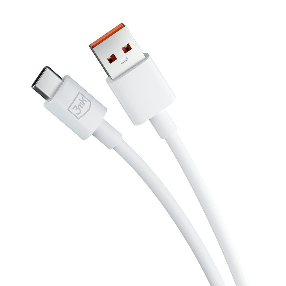 USB-A to USB-C Data and Charging Cable 3MK Hyper, 60W, 1.2m, White