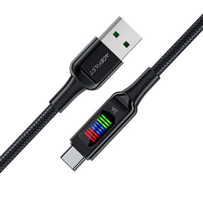 USB-A to USB-C Data and Charging Cable Acefast C7-04, 18W, 1.2m, Black