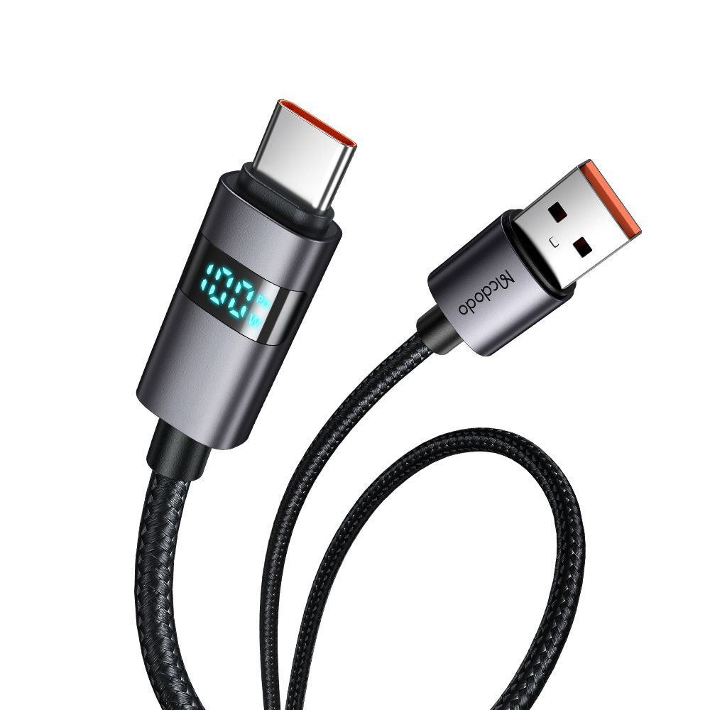 USB-A to USB-C McDodo CA-6520 Display Data and Charging Cable, 100W, 1.2m, Black