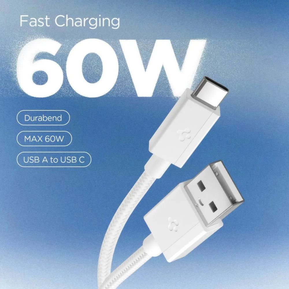 USB-A to USB-C Data and Charging Cable Spigen EB6015AC, 60W, 1.5m, White ACA10413