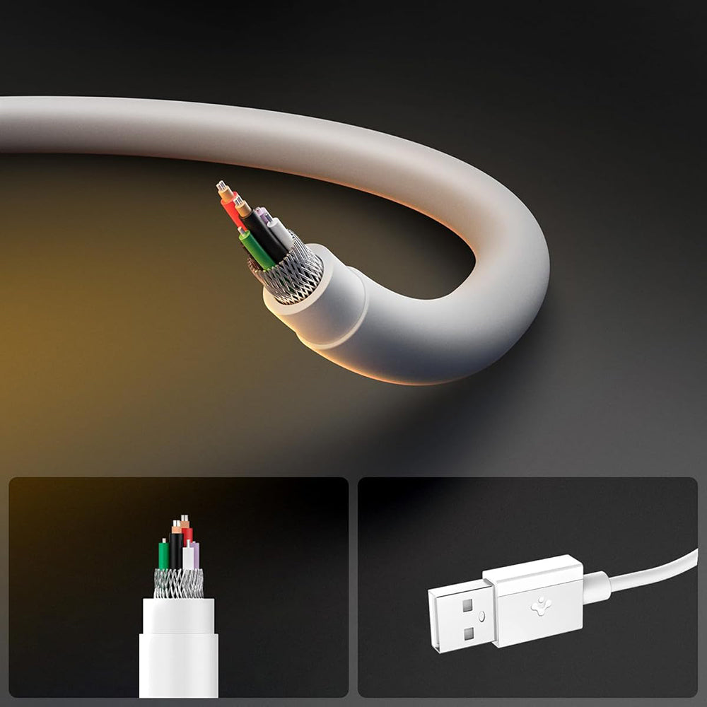 USB-A to USB-C Data and Charging Cable Spigen EB6015AC, 60W, 1.5m, White ACA10413