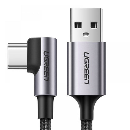 UGREEN US284 Angled USB-A to USB-C Data and Charging Cable, 18W, 0.5m, Gray