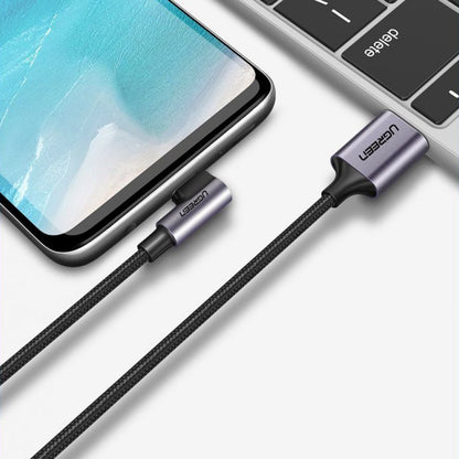 UGREEN US284 Angled USB-A to USB-C Data and Charging Cable, 18W, 0.5m, Gray