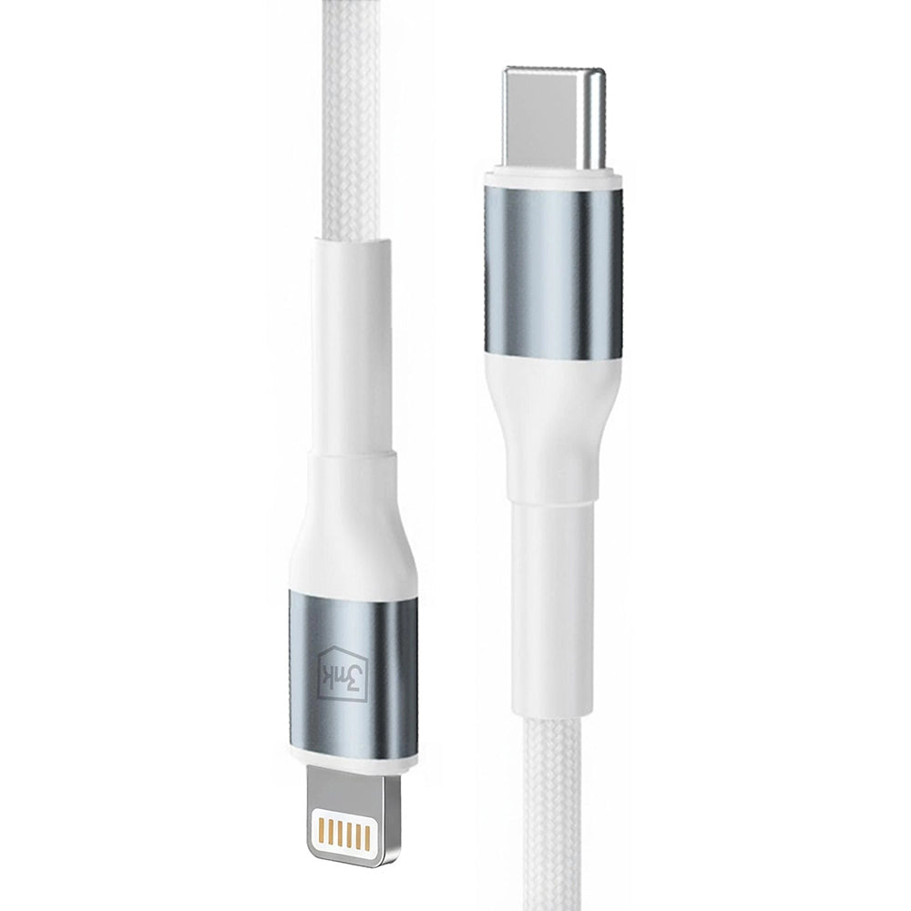 USB-C to Lightning Data and Charging Cable 3MK Hyper N, 20W, 1m, White