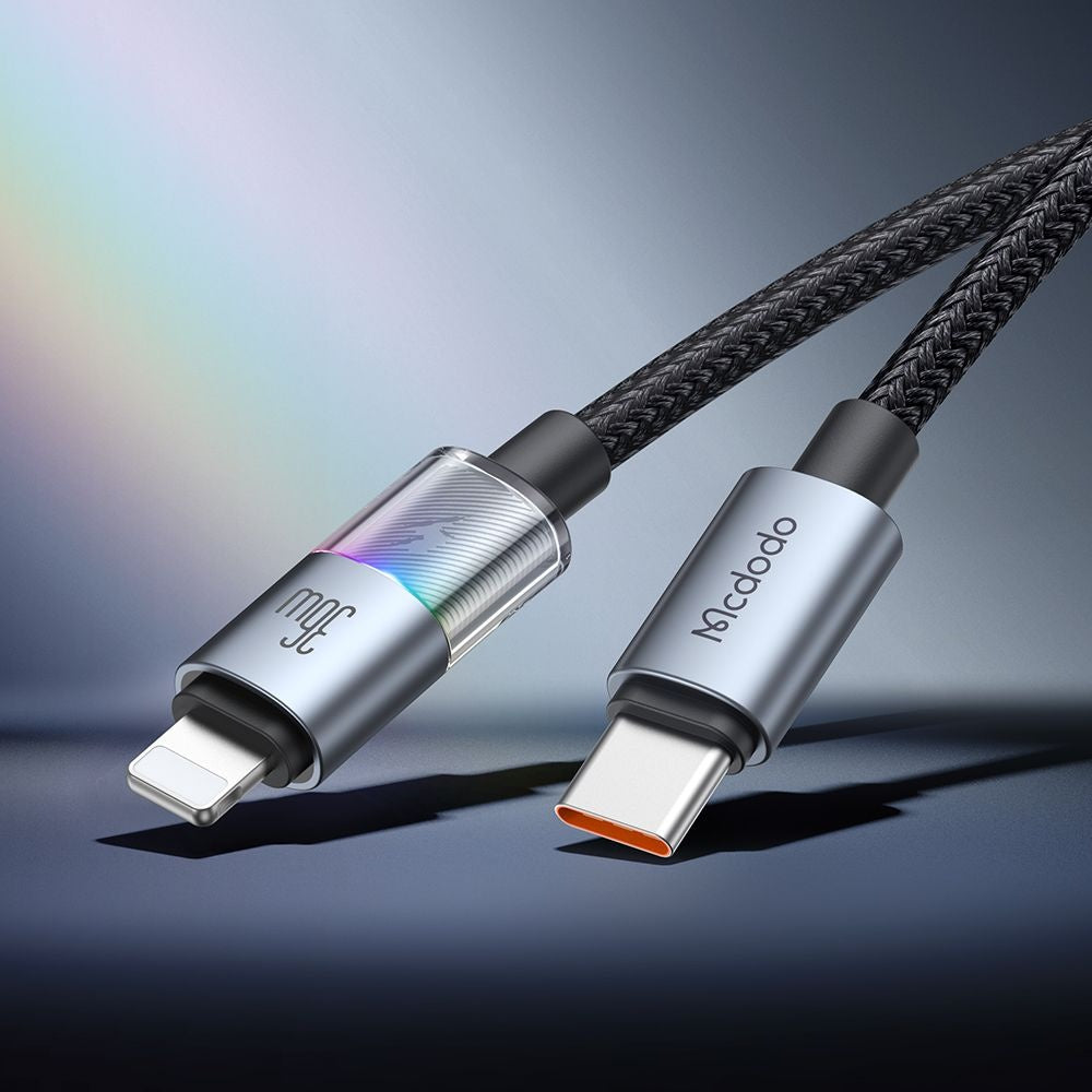 USB-C to Lightning McDodo CA-8190 Colorful Data and Charging Cable, 36W, 1.2m, Black