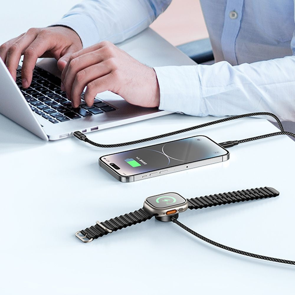 USB-C - Lightning / USB-C / QI McDodo CA-4940 3in1 Charging Cable, 100W, 1.2m, Black