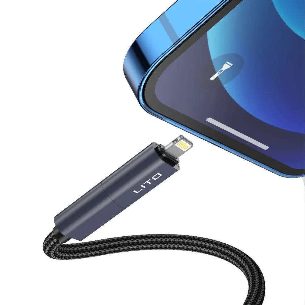 USB-C / USB-A - USB-C / Lightning Lito LD21 Data and Charging Cable, 100W, 1m, Black