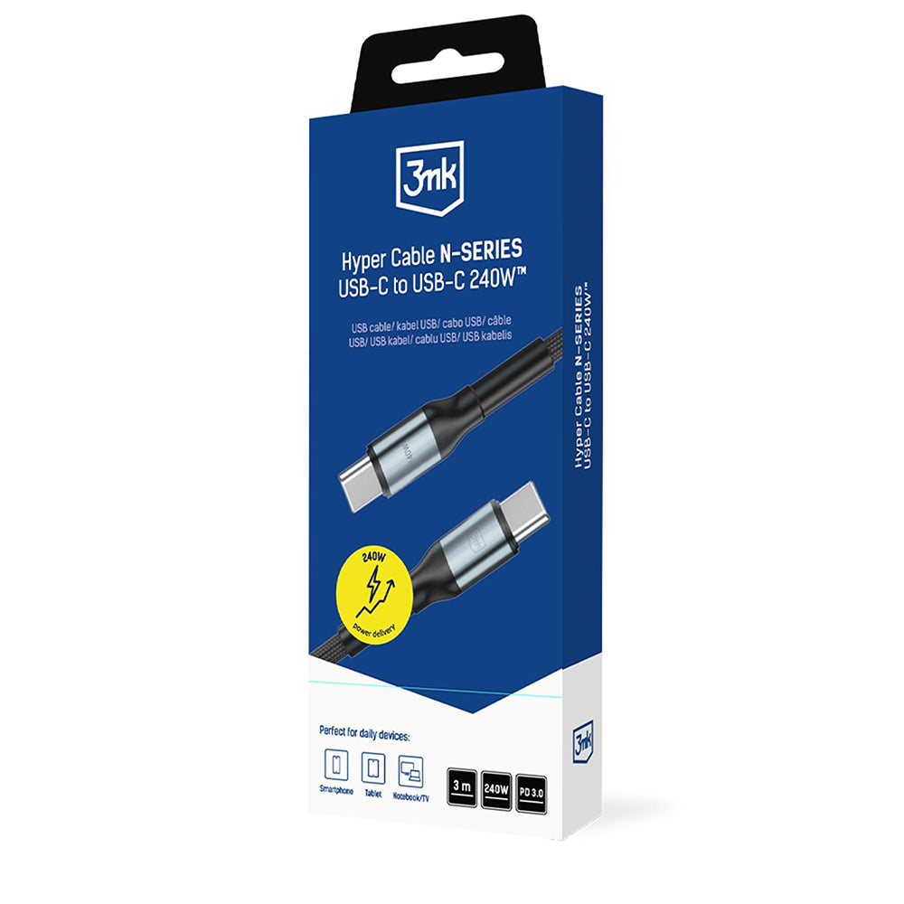USB-C Data and Charging Cable - USB-C 3MK Hyper N, 240W, 3m, Black
