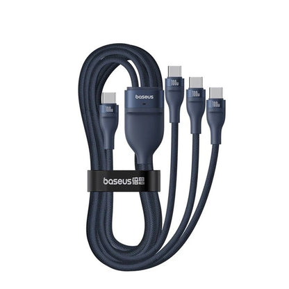 USB-C Charging Cable - 3 x USB-C Baseus Flash Series III 3in1, 100W, 1.5m, Blue P10377503321-00