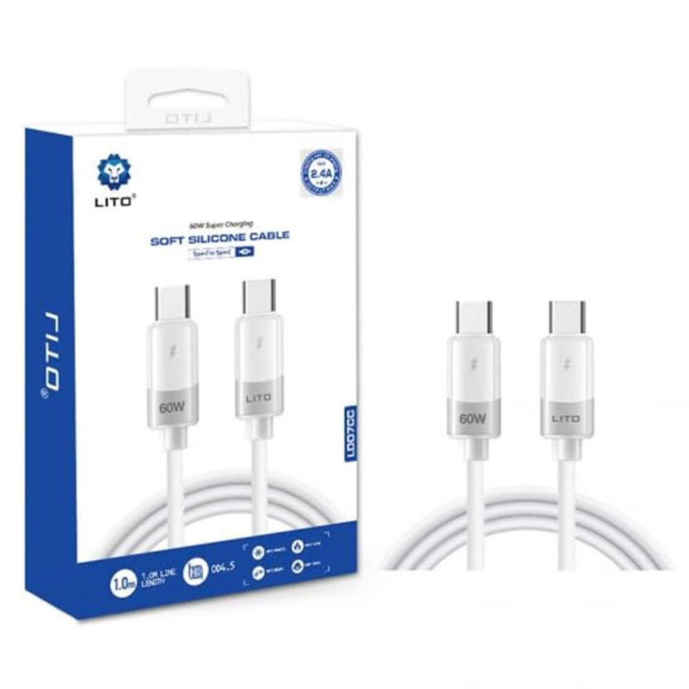 USB-C Data and Charging Cable - USB-C Lito LD07, 60W, 1m, White