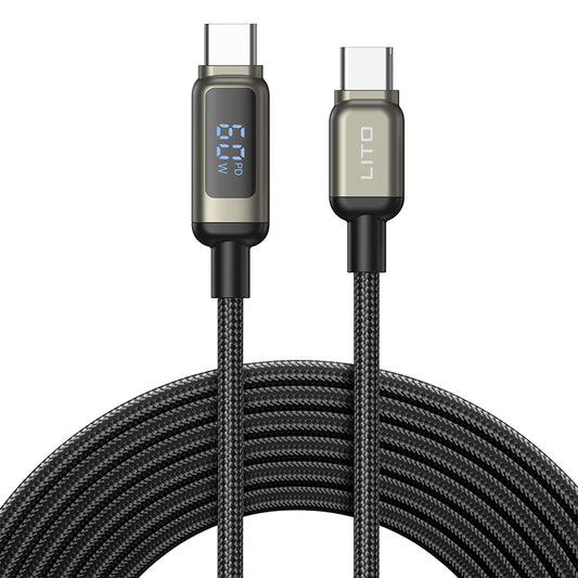 USB-C Data and Charging Cable - USB-C Lito LD15 Display, 60W, 1m, Black
