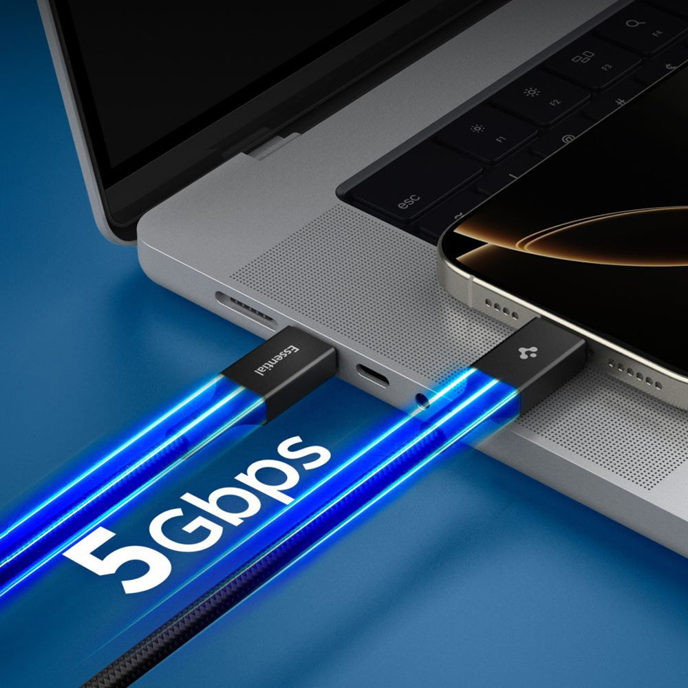 USB-C Data and Charging Cable - USB-C Spigen EB10015CC, 100W, 1.5m, Black ACA10421