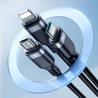 USB-A Charging Cable - Lightning / microUSB / USB-C Joyroom S-A18 3in1, 20W, 0.3m, Black