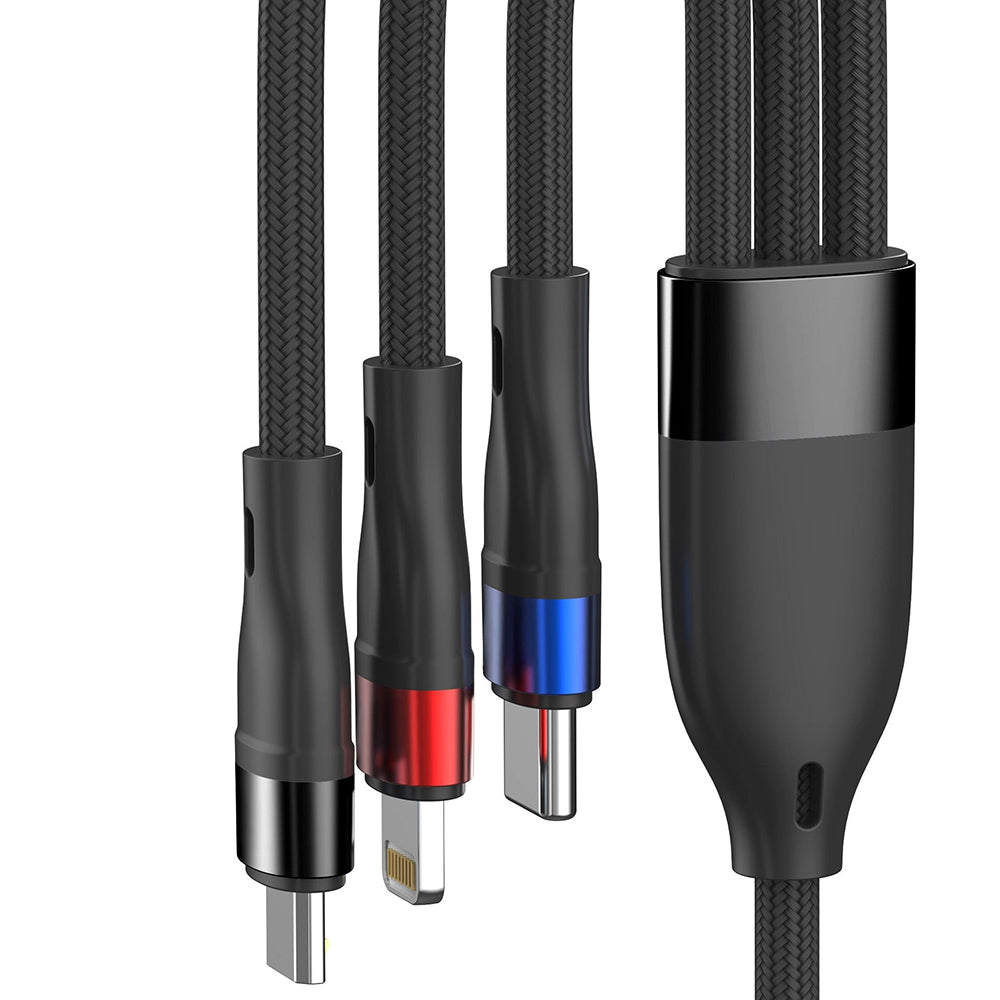 USB-A Charging Cable - Lightning / microUSB / USB-C 3MK Hyper N, 18W, 1.2m, Black