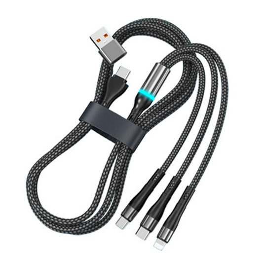 USB-C / USB-A Charging Cable - Lightning / microUSB / USB-C OEM B6, 100W, 1.2m, Black