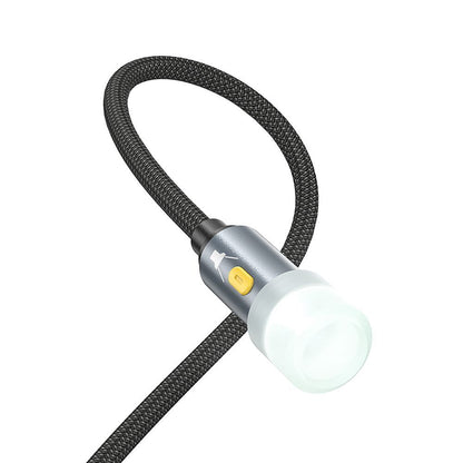 HOCO UA38C LED Cable, USB-C / USB-A, 0.3m, Black