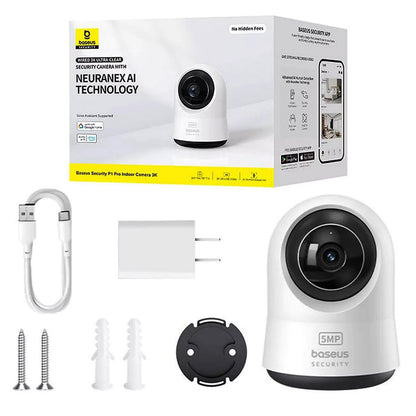 Baseus P1 Pro Surveillance Camera, Wi-Fi, 3K, Indoor, White S0TW002131
