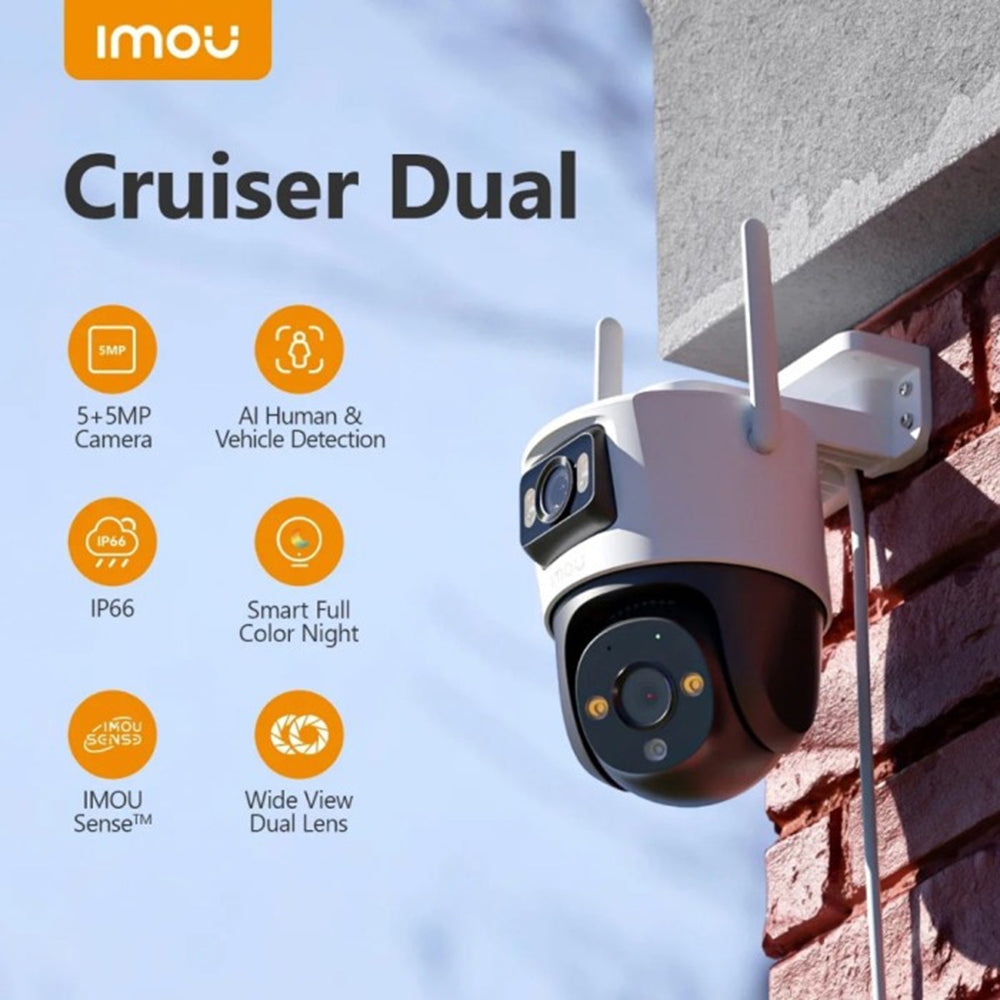 Imou Cruiser Dual Surveillance Camera, Wi-Fi, 2.8K + 2K, IP66, Outdoor IPC-S7XP-8M0WED-0360B