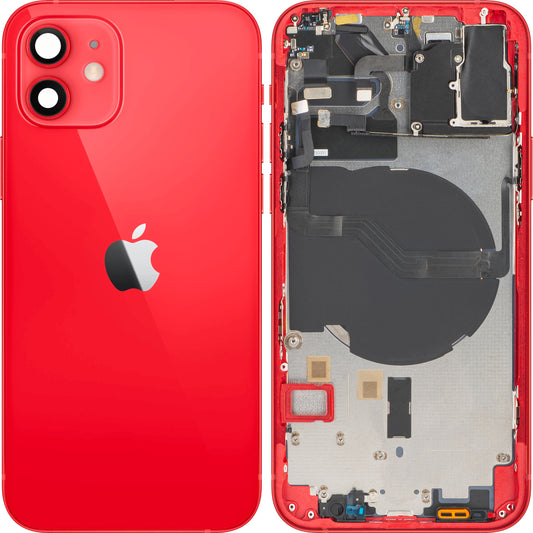 Apple iPhone 12 Battery Cover, With Middle Frame, Red, Swap