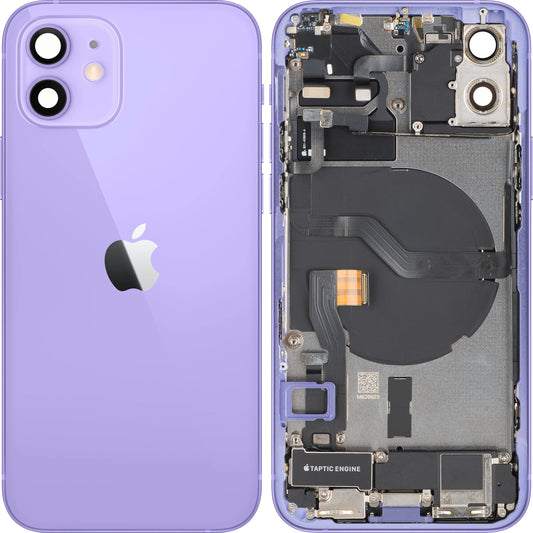 Apple iPhone 12 Battery Cover, With Middle Frame, Full Parts, Purple, Swap