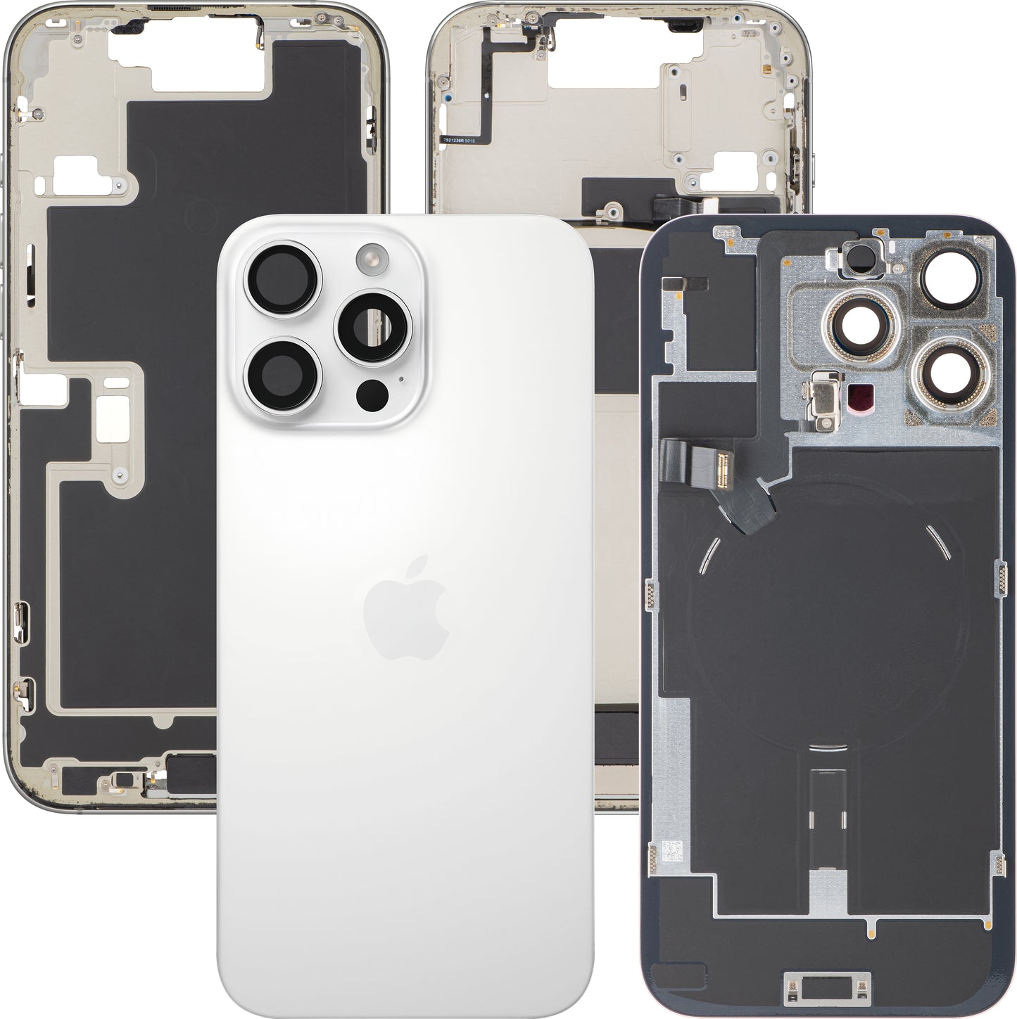 Apple iPhone 16 Pro Max Battery Cover, With Middle Frame, Full Parts, White (White Titanium), Swap