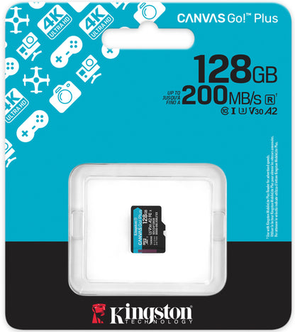 Kingston Canvas Go Plus Android A2 microSDXC Memory Card, 128Gb, Class 10 / UHS-1 U3 SDCG4/128GBSP