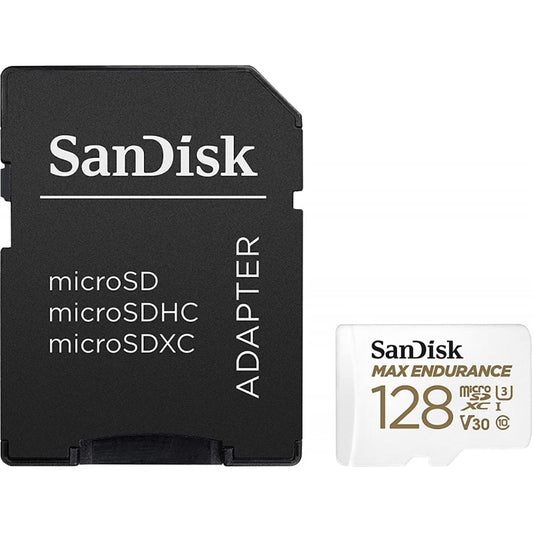 SanDisk MAX Endurance microSDXC Memory Card, 128Gb, Class 10 / UHS-1 U3, With Adapter SDSQQVR-128G-GN6IA