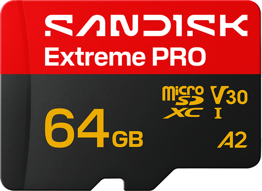 SanDisk Extreme Pro A2 microSDXC Memory Card, 64GB, Class 10 / UHS-1 U3, With Adapter SDSQXCU-064G-GS6MA