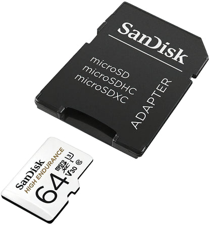 SanDisk High Endurance microSDXC Memory Card, 64Gb, Class 10 / UHS-1 U3, With Adapter SDSQQNR-064G-GN6IA