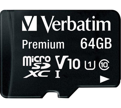 Verbatim microSDXC Memory Card, 64GB, Class 10 / UHS-1 U1, With Adapter