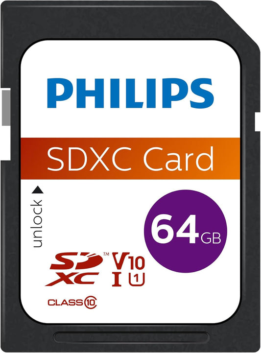 Philips SDXC Memory Card, 64Gb, Class 10 / UHS-1 U1 FM64SD55B/00