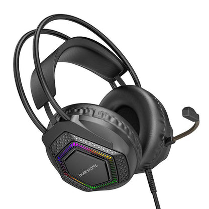 Borofone BO105 Thunder 3.5mm Gaming Headphones, RGB, 2m, Black